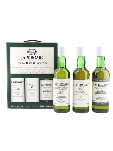 Laphroaig Collection 10 Year Old, 15 Year Old & 10 Year Old Cask Strength 3 x 33.3cl