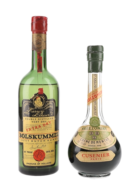 Bolskummel Extra Dry & Cusenier Freezomint Bottled 1970s 34cl & 56.8cl