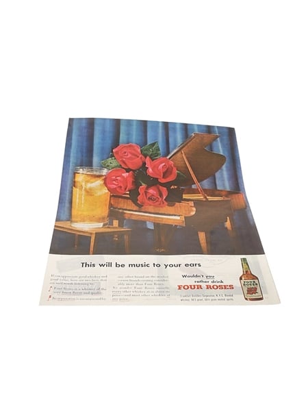 Four Roses Advertisement Print 1950 - This Will Be Music To Your Ears 26cm x 33cm