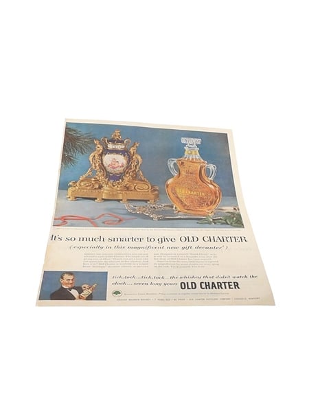 Old Charter Advertisement Print 1950s - It's So Much Smarter To Give Old Charter 25cm x 32cm