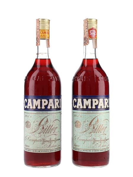 Campari Bitter Bottled 1970s-1980s 2 x 100cl / 25%