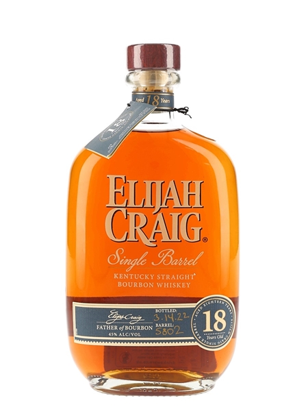 Elijah Craig 18 Year Old Single Barrel Bourbon Bottled 2022 75cl / 45%