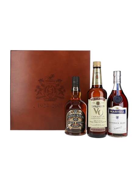 Seagram Commemorative 1924-2001 Chivas Regal 12, Seagram's VO & Martell Cordon Bleu 3 x 75cl / 40%