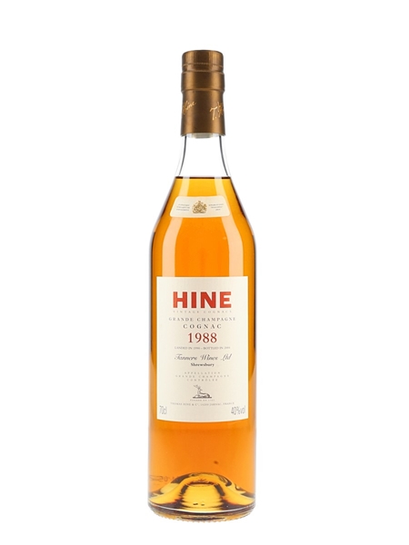 Hine 1988 Grande Champagne Cognac Landed 1990, Bottled 2004 - Tanners Wines 70cl / 40%