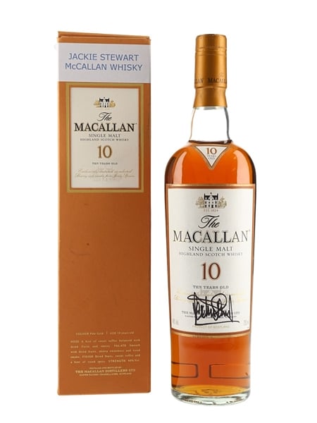 Macallan 10 Year Old Sherry Oak Bottled 2000s - Signed By Sir Jackie Stewart 70cl / 40%