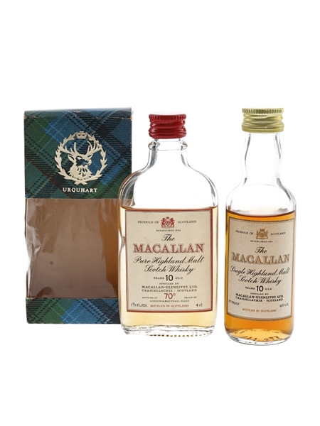 Macallan 10 Year Old Bottled 1970s-1980s 2 x 4-5cl / 40%