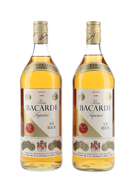 Bacardi Carta De Oro Gold Rum Bottled 1990s 2 x 100cl / 40%