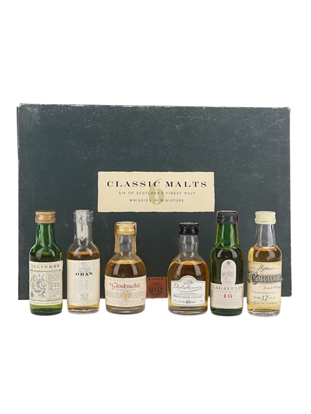 Classic Malts Of Scotland Miniatures Set Talisker, Oban, Glenkinchie, Dalwhinnie, Lagavulin (White Horse Distillers) & Cragganmore 6 x 5cl
