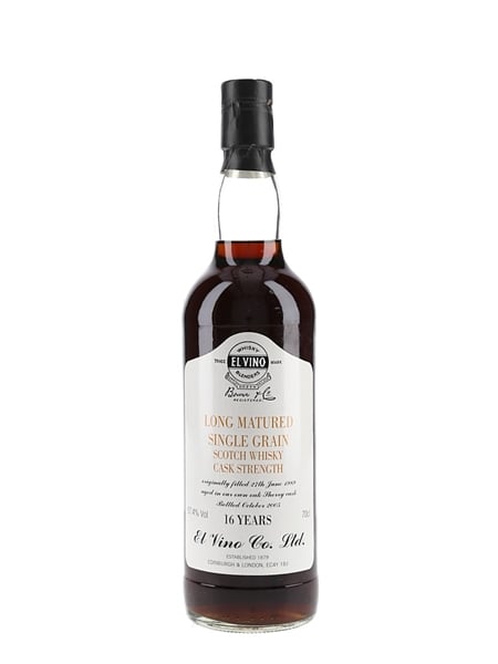 El Vino Whisky Blenders 1989 16 Year Old Long Matured Single Grain Scotch Whisky - Cask Strength 70cl / 57.4%