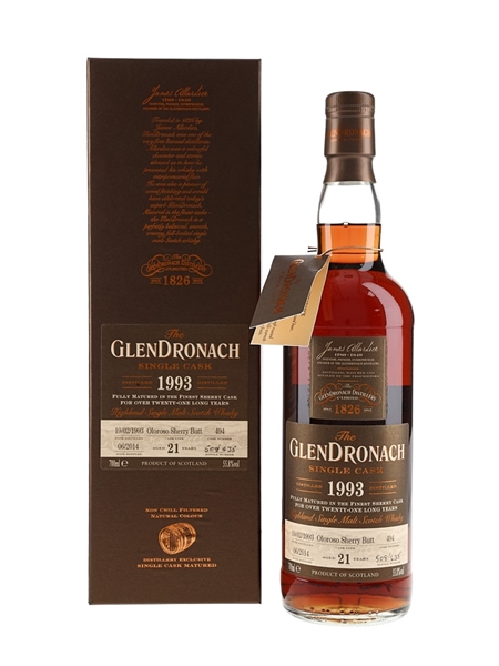 Glendronach 1993 21 Year Old Oloroso Sherry Butt 39 Bottled 2014 70cl / 58.8%