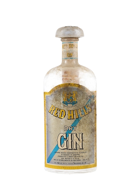 Red Hills Dry Gin Bottled 1960s - Buton 75cl / 45%