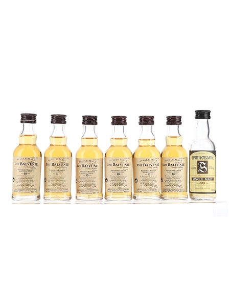 Balvenie 10 Year Old Founder's Reserve & Springbank 10 Year Old Bottled 1990s-2000s 7 x 5cl