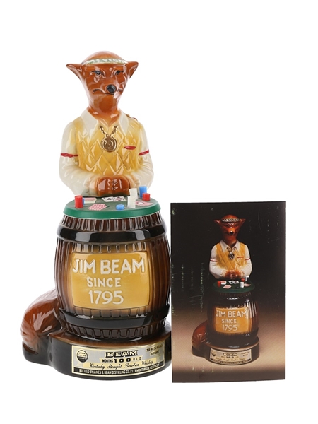 Jim Beam 100 Month 1981 Gambling Fox Decanter Bottled 1980s - Beam Regal China Decanters 75cl / 40%