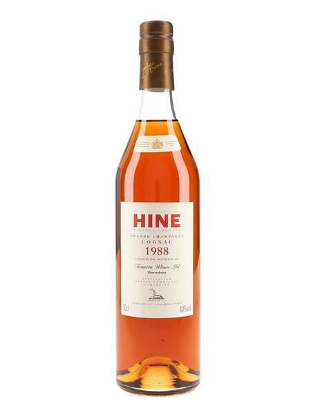 Hine 1988 Grande Champagne Cognac Landed 1990, Bottled 2004 - Tanners Wines 70cl / 40%