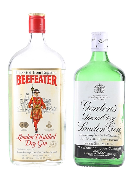 Gordon's Special Dry London Gin & Beefeater Dry Gin Bottled 1970s 2 x 75cl
