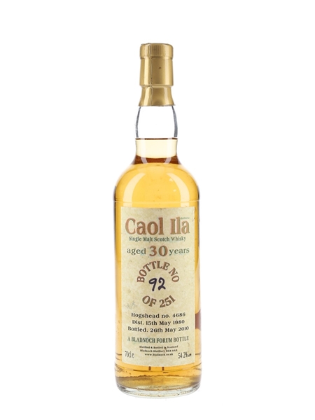 Caol Ila 1980 30 Year Old Cask 4686 Bottled 2010 - Bladnoch Forum 70cl / 54.2%