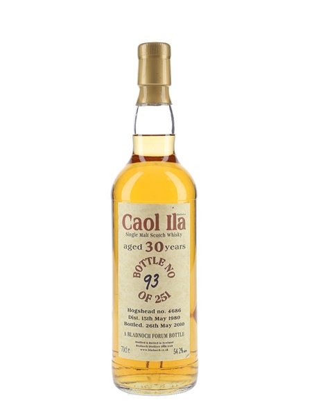 Caol Ila 1980 30 Year Old Cask 4686 Bottled 2010 - Bladnoch Forum 70cl / 54.2%