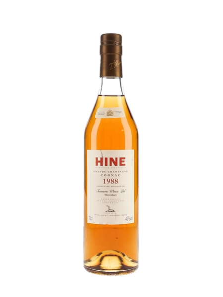 Hine 1988 Grande Champagne Cognac Landed 1990, Bottled 2004 - Tanners Wines 70cl / 40%