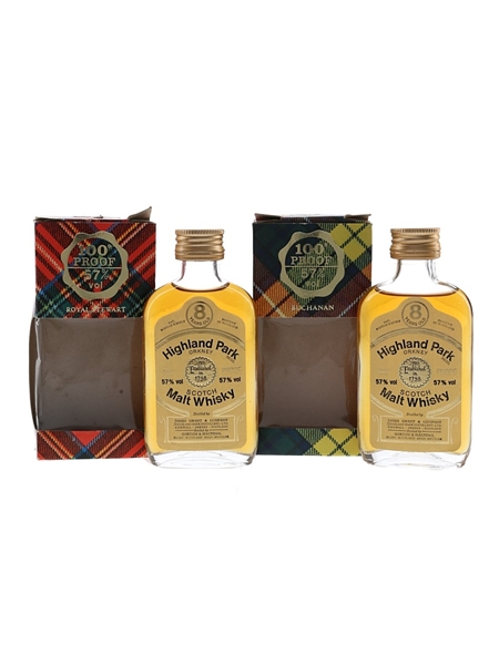 Highland Park 8 Year Old 100 Proof Bottled 1970s - Gordon & MacPhail 2 x 5cl / 57%