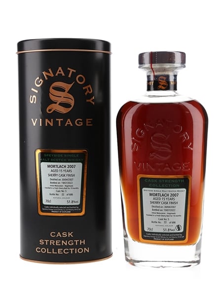 Mortlach 2007 15 Year Old Cask Strength Collection Bottled 2022 - Signatory Vintage 70cl / 51.8%