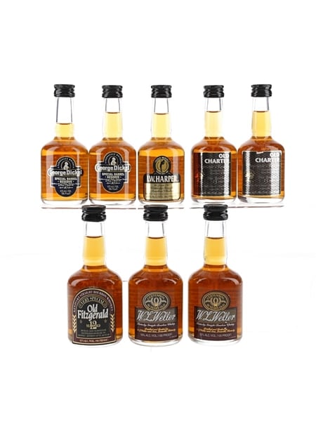 George Dickel, IW Harper, Old Charter, Old Fitzgerald & WL Weller  8 x 5cl
