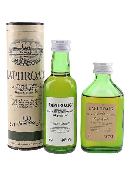 Laphroaig 10 Year Old Unblended Bottled 1980s 2 x 5cl / 43%