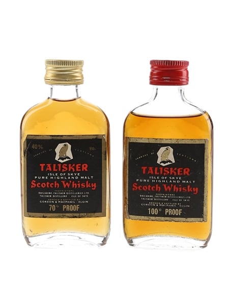 Talisker 100 Proof & 70 Proof Black Label Gold Eagle Bottled 1970s -  Gordon & MacPhail 2 x 5cl / 57%