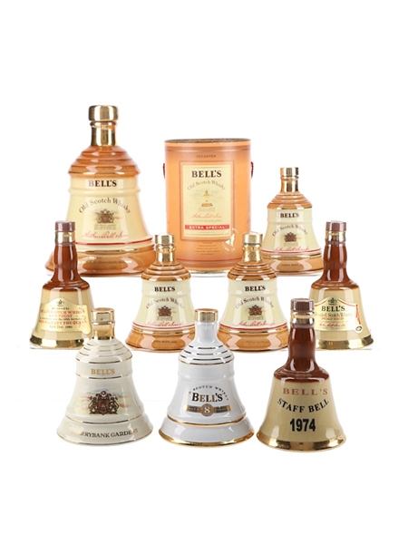 Bell's Ceramic Decanters  9 x 5cl-18.75cl