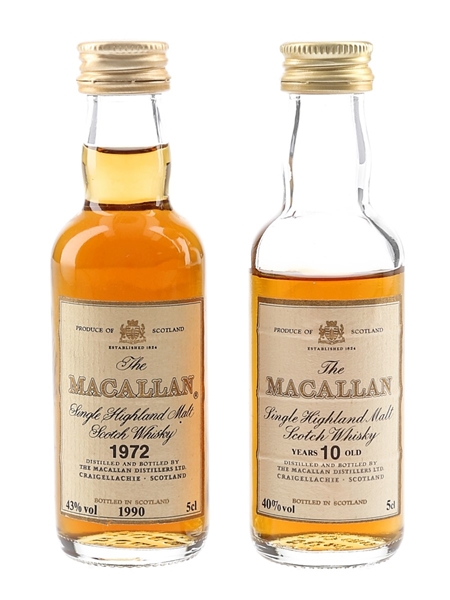 Macallan 1972 & Macallan 10 Year Old  2 x 5cl