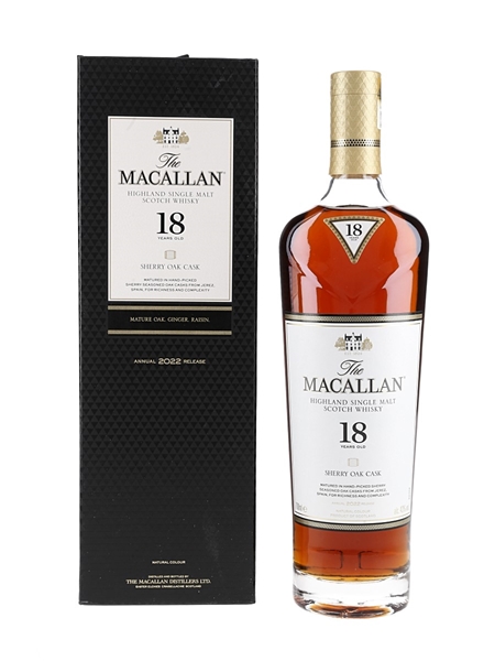 Macallan 18 Year Old Sherry Oak Annual 2022 Release 70cl / 43%