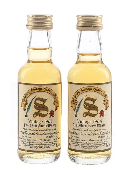 Dumbarton 1961 29 Year Old & North British 1964 25 Year Old Bottled 1990 - Signatory Vintage 2 x 5cl / 46%
