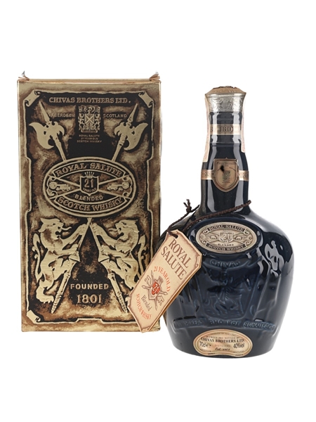 Royal Salute 21 Year Old Bottled 1990s - Blue Spode Ceramic Decanter 70cl / 40%