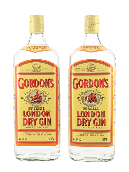 Gordon's Dry Gin Twin Pack Bottled 1990s 2 x 100cl / 47.3%
