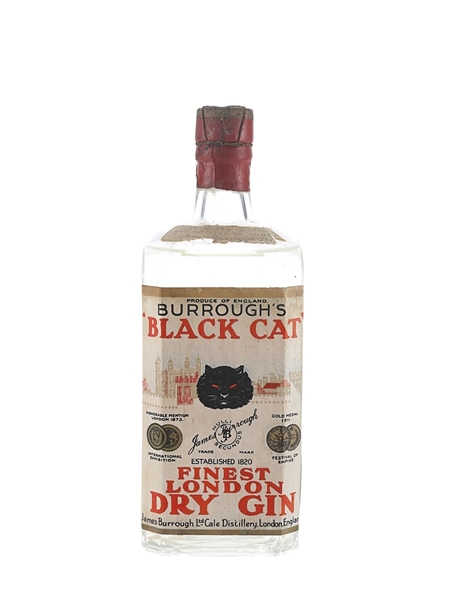 Burrough's Black Cat London Dry Gin Bottled 1950s 75cl / 43%