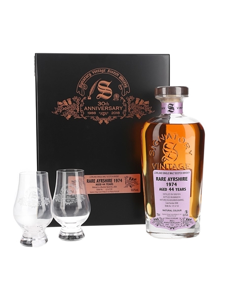 Rare Ayrshire 1974 44 Year Old Gift Set Bottled 2018 - Signatory Vintage 30th Anniversary 70cl / 53%