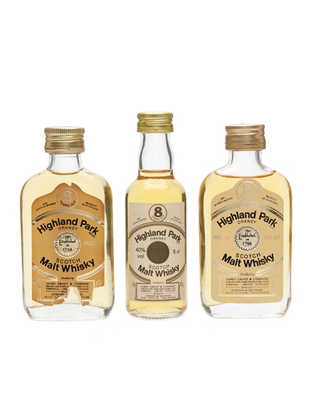 Highland Park 8 Year Old Bottled 1970s & 1980s 3 x 5cl / 40%