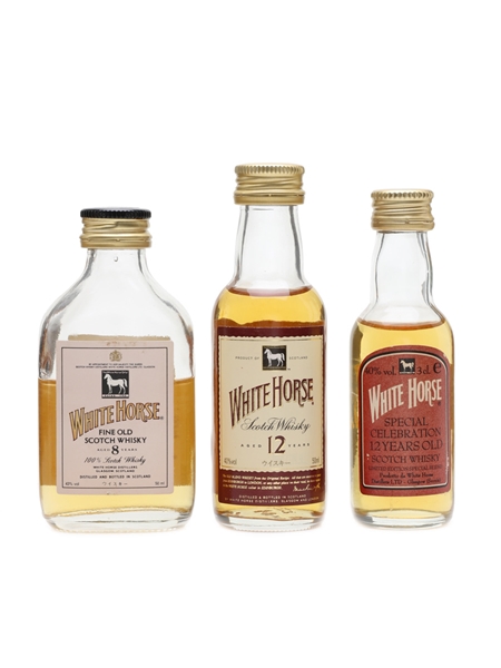 White Horse 8 & 12 Year Old  3 x 3-5cl