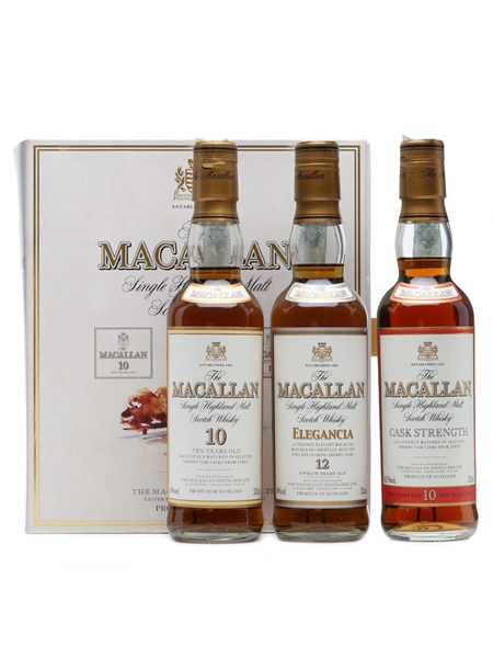 Macallan Gift Pack 10 Year Old, Elegancia 12 Year Old & 10 Year Old Cask Strength 3 x 33.3cl