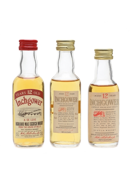 Inchgower 12 Year Old Bottled 1980s 3 x 5cl / 40%