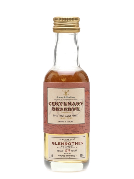 Glenrothes 1978 Centenary Reserve Bottled 1995 - Gordon & MacPhail 5cl / 40%