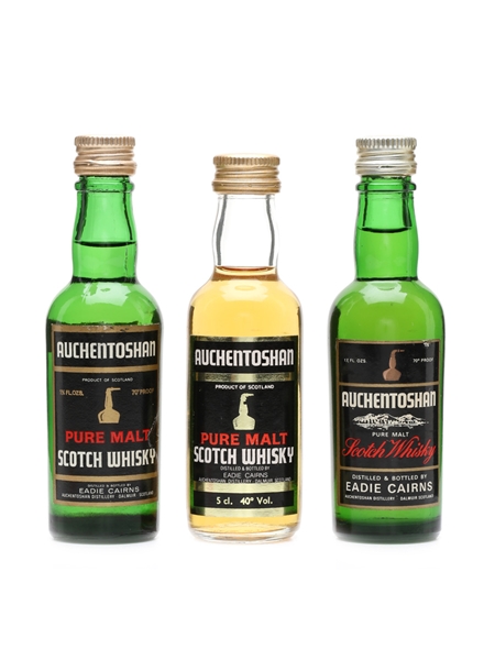 Auchentoshan Pure Malt Bottled 1970s-1980s - Eadie Cairns 3 x 5cl / 40%