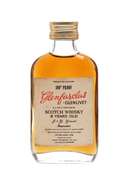 Glenfarclas Glenlivet 8 Year Old 100 Proof Bottled 1970s 5cl / 57%