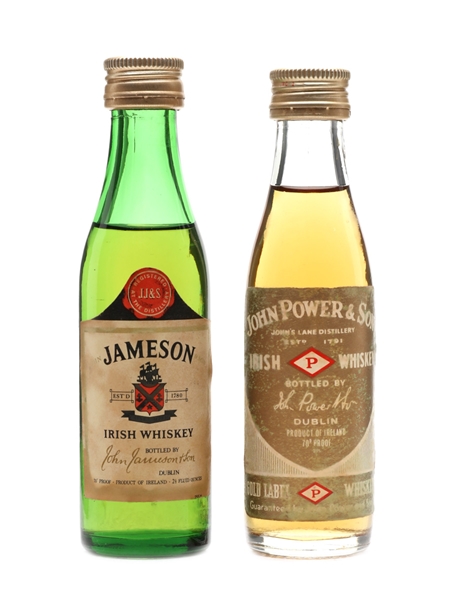 Power Gold Label & Jameson Bottled 1970s 2 x 7.1cl / 40%