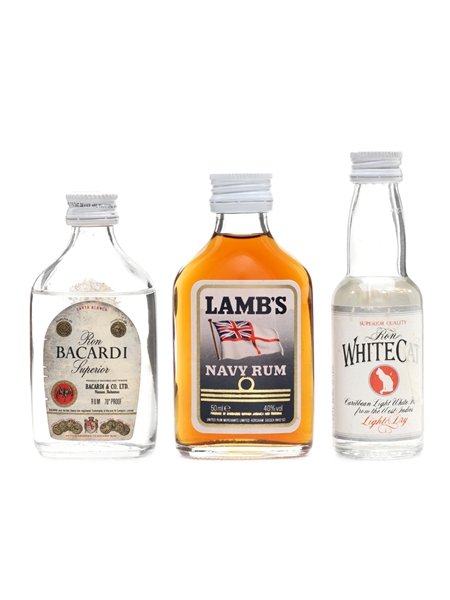 Lamb's, Bacardi, White Cat  3 x 5cl