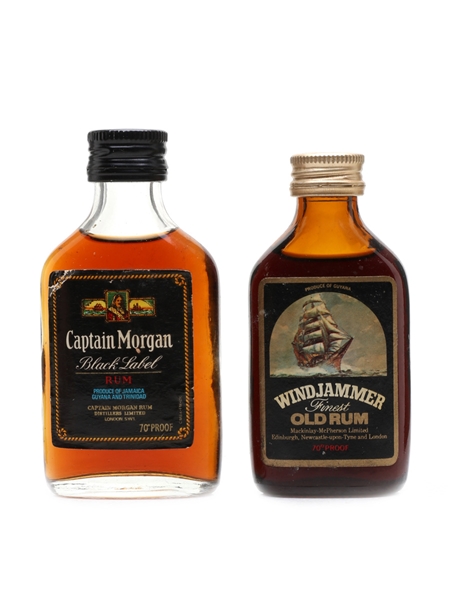 Captain Morgan & Windjammer Rum Bottled 1970s 2 x 5cl / 40%