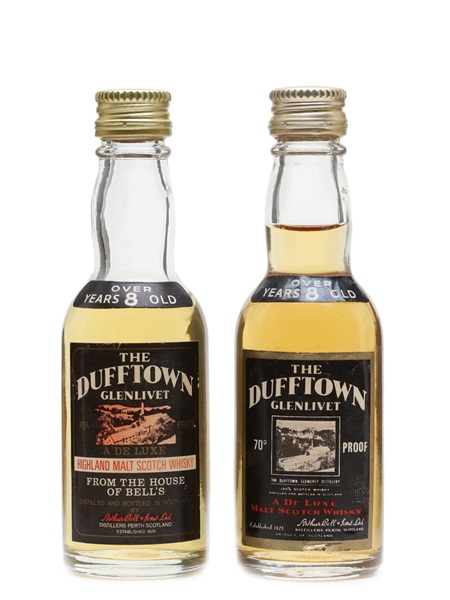 Dufftown Glenlivet 8 Year Old Bottled 1970s 2 x 5cl