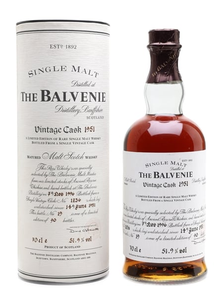 Balvenie 1951 Cask 1236 45 Year Old - Bottled 1996 70cl / 51.9%