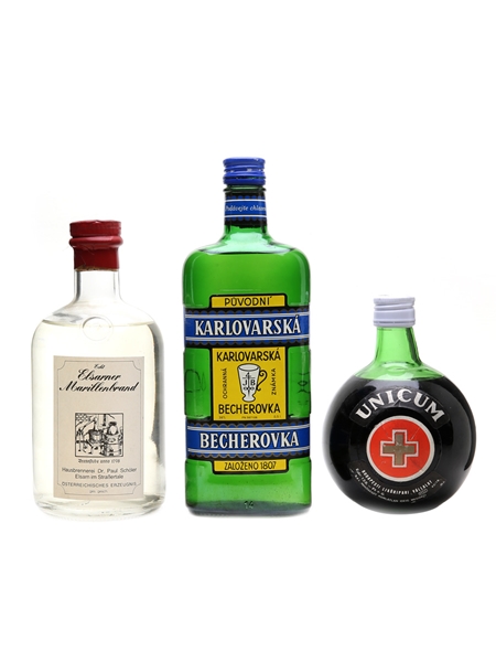 Assorted Spirits & Liqueurs Unicum, Becherovka, Schnapps 3 x 50cl / 40%