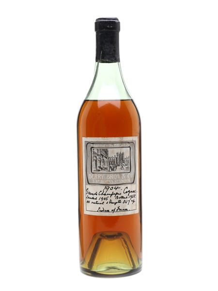 Berry Bros 1904 Grande Champagne Cognac Landed 1905, Bottled 1938 75cl / 38.5%