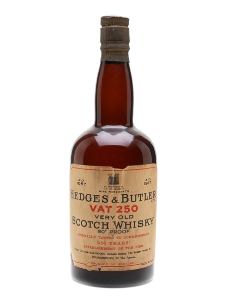 Hedges & Butler VAT 250 1667-1917 Bottled 1930s 75cl / 45.7%